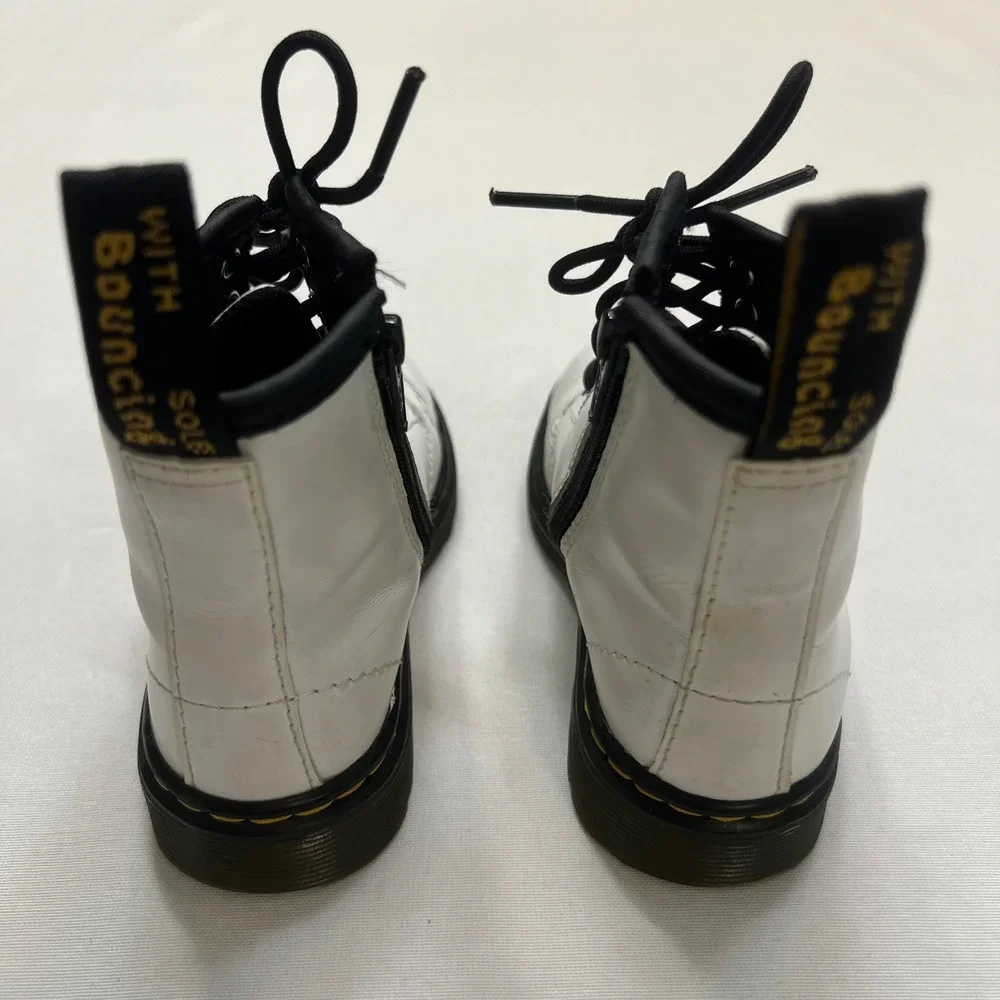 Dr. Martens 1460 AirWair White Leather Side Zip Combat Boots Toddler Size 8